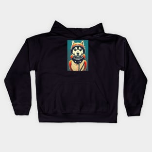 Vintage husky portrait Kids Hoodie